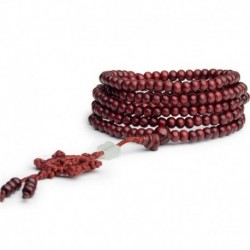 * 4 Piros - 108 gyöngy 6 mm-es fa természetes szantálfa-buddhista Buddha ima gyöngy Mala karkötő