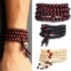 * 1 Sárga - 108 gyöngy 6 mm-es fa természetes szantálfa-buddhista Buddha ima gyöngy Mala karkötő