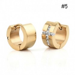 5 * - 2db férfi női kristály strassz rozsdamentes acél karika csapos Huggies fülbevaló