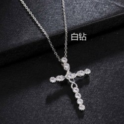 fehér - Crystal Cross medál 925 ezüst lánc nyaklánc női lány ékszerek