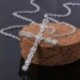 fehér - Crystal Cross medál 925 ezüst lánc nyaklánc női lány ékszerek