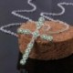fehér - Crystal Cross medál 925 ezüst lánc nyaklánc női lány ékszerek