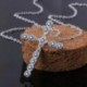 fehér - Crystal Cross medál 925 ezüst lánc nyaklánc női lány ékszerek
