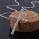 fehér - Crystal Cross medál 925 ezüst lánc nyaklánc női lány ékszerek
