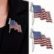 Nincs szín - Vintage USA amerikai zászló strasszos bross jelvény hajtókával pin ezüst tónusú Pin Up