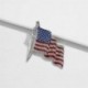 Nincs szín - Vintage USA amerikai zászló strasszos bross jelvény hajtókával pin ezüst tónusú Pin Up