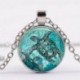 Kék teknős - Vintage Retro Punk Cabochon üveg medál ezüst bronz lánc nyaklánc ékszer