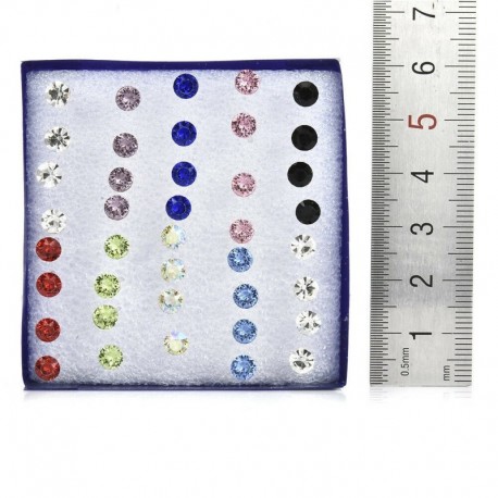 Többszínű 5mm - 20 pár / szett divat kristály aranyos fülbevaló fülbevaló női ékszerek újévi ajándék