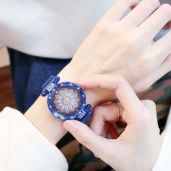 * 2 kék - Starry Sky Watch mágnespánt nélküli csat rozsdamentes acél női női ajándék