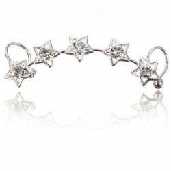 Ezüst csillag - Vintage retro női klip fül mandzsetta Stud Punk Wrap porc fülbevaló ékszer ajándék