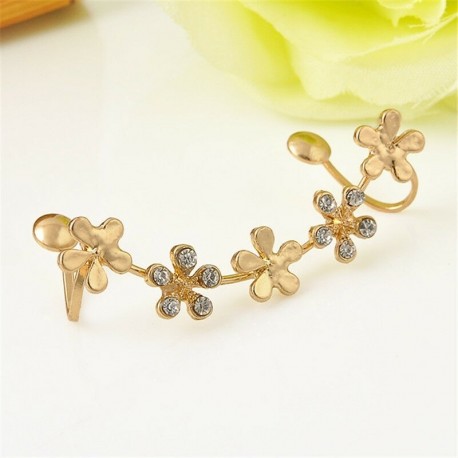 Arany virág - Vintage retro női klip fül mandzsetta Stud Punk Wrap porc fülbevaló ékszer ajándék