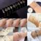 * 3 1PC Rózsa arany levél - Női egyszerű szerelmes szív csomó arany lánc nyitott mandzsetta karkötő karperec ékszer