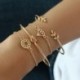 * 3 1PC Rózsa arany levél - Női egyszerű szerelmes szív csomó arany lánc nyitott mandzsetta karkötő karperec ékszer