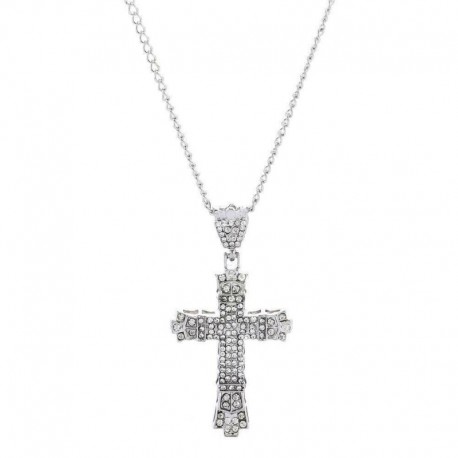 Ezüst - Crystal Cross nyaklánc gyémánt medál ékszerek keresztény feszület lánc Unisex