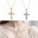 Ezüst - Crystal Cross nyaklánc gyémánt medál ékszerek keresztény feszület lánc Unisex