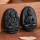 Irgalmasság istennője - Fekete természetes Obszidián faragott Buddha medál nyaklánc kötél ajándék férfiaknak nőknek
