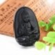 Irgalmasság istennője - Fekete természetes Obszidián faragott Buddha medál nyaklánc kötél ajándék férfiaknak nőknek