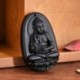 Irgalmasság istennője - Fekete természetes Obszidián faragott Buddha medál nyaklánc kötél ajándék férfiaknak nőknek