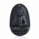 Irgalmasság istennője - Fekete természetes Obszidián faragott Buddha medál nyaklánc kötél ajándék férfiaknak nőknek