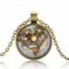 Nincs szín - Vintage Retro Steampunk szív fotó Cabochon üveg bronz lánc medál nyaklánc