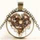 Nincs szín - Vintage Retro Steampunk szív fotó Cabochon üveg bronz lánc medál nyaklánc