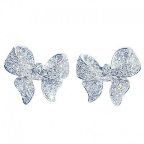 Nincs szín - Elegáns Butterfly 925 ezüst fülbevalók női fehér zafír esküvői ékszerek