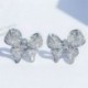 Nincs szín - Elegáns Butterfly 925 ezüst fülbevalók női fehér zafír esküvői ékszerek