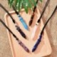 Ametiszt - Természetes kristály kvarc ametiszt fluorit kővel vágott drágakő Reiki nyaklánc CA