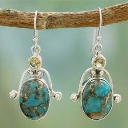 Nincs szín - Vintage Boho 925 ezüst türkiz Dangle Hook fülbevaló esküvő női ékszerek számára
