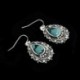 Nincs szín - Boho Tibetan 925 ezüst türkiz Dangle csepp kampós fülbevaló női ékszer ajándék
