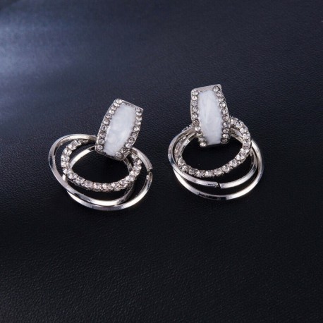 * 1 Ezüst - Női luxus kerek strasszos kristály geometriai csavar fülbevalók ékszer ajándék