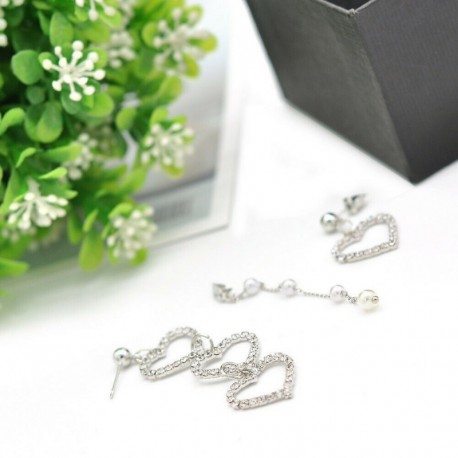 * 5 Ezüst - Női luxus kerek strasszos kristály geometriai csavar fülbevalók ékszer ajándék