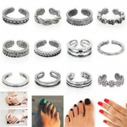 Nincs szín - 12PC-k / szett Celebrity Simple Toe Ring divat női állítható lábú strand ékszerek
