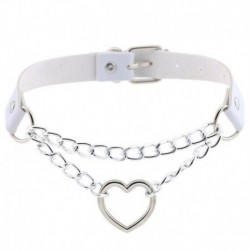 fehér - Női punk choker nyaklánc gallér PU bőr gótikus szív hosszú lánc Egyesült Királyság