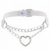 fehér - Női punk choker nyaklánc gallér PU bőr gótikus szív hosszú lánc Egyesült Királyság