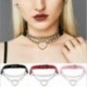 Rózsaszín - Női punk choker nyaklánc gallér PU bőr gótikus szív hosszú lánc Egyesült Királyság