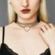 Lila - Női punk choker nyaklánc gallér PU bőr gótikus szív hosszú lánc Egyesült Királyság