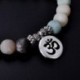 Amazonite Lotus - Unisex matt amazonit kő OM Lotus Buddha csakra Mala gyöngy jóga karkötő