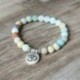 Amazonite Lotus - Unisex matt amazonit kő OM Lotus Buddha csakra Mala gyöngy jóga karkötő