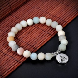 Amazonita Buddha - Unisex matt amazonit kő OM Lotus Buddha csakra Mala gyöngy jóga karkötő