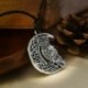 Nincs szín - Vintage istennő félholdas medál bagoly nyaklánc Wicca Pentagram pogány amulett
