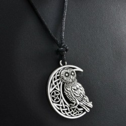 Nincs szín - Istennő Félhold Hold bagoly medál nyaklánc Wicca Pentagram pogány amulett talizmán