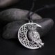 Nincs szín - Istennő Félhold Hold bagoly medál nyaklánc Wicca Pentagram pogány amulett talizmán