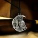 Nincs szín - Istennő Félhold Hold bagoly medál nyaklánc Wicca Pentagram pogány amulett talizmán