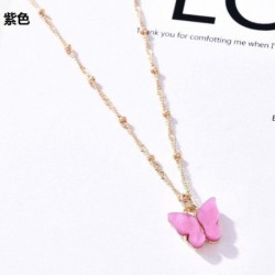 Lila nyaklánc - Candy színes pillangó medál nyaklánc fülbevaló női kulcscsont lánc ékszer szett