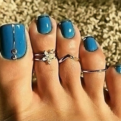 Nincs szín - 3PC-k / szett Celebrity Silver Daisy Toe Ring divat punk stílusú ujjláb ékszerek