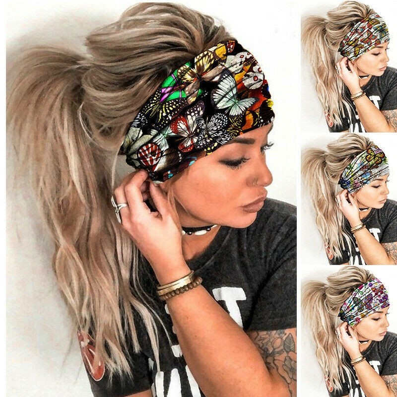 Elastic Stretch Wide Headband Hairband Running Yoga Turban Women Soft Head  Wrap