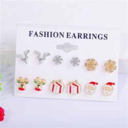 3-6 pár / szett Mikulás szarvas ... - 8 pár / készlet karácsonyfa hóember szarvas harang fül fülbevalók karácsony