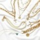 * 5 Arany pillangó nyaklánc - Vintage többrétegű kristály medál nyaklánc női choker nyaklánc ékszerek új