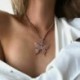 Szürke* - Pillangós medál nyaklánc strasszos ragyogó nyilatkozat Crystal Charms Choker